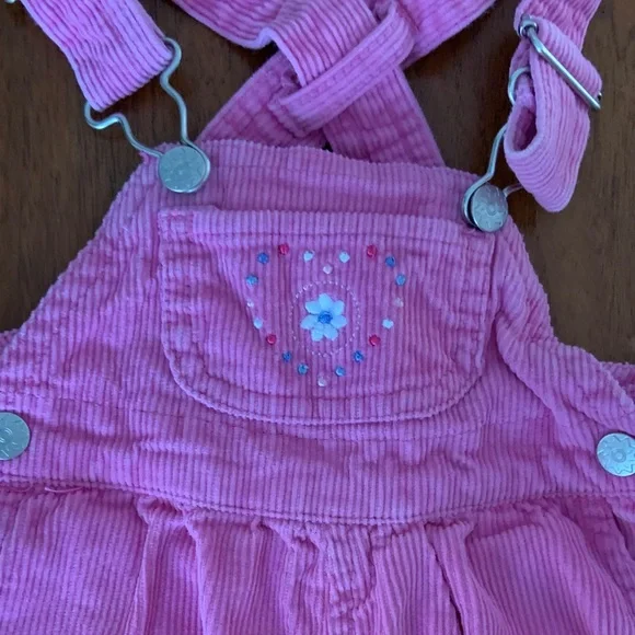 🫐3/$30 Vintage Charming Pink Corduroy Kids Overalls size 6m - Picture 2 of 8